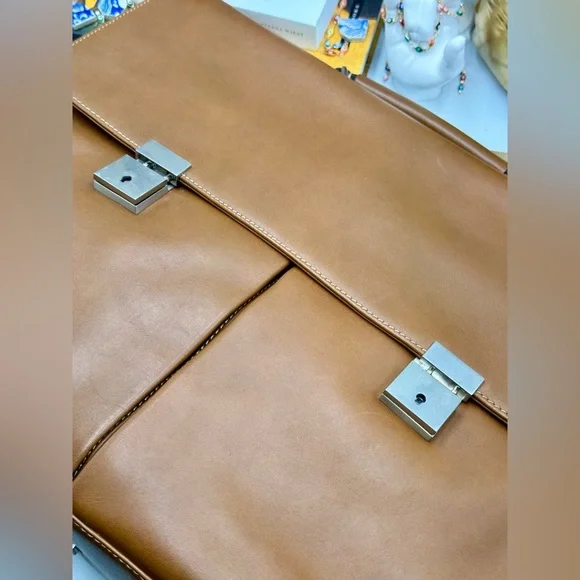 🆕 OROTON 🧿 NWOT Brown Leather Men's Briefcase - Picture 10 of 16
